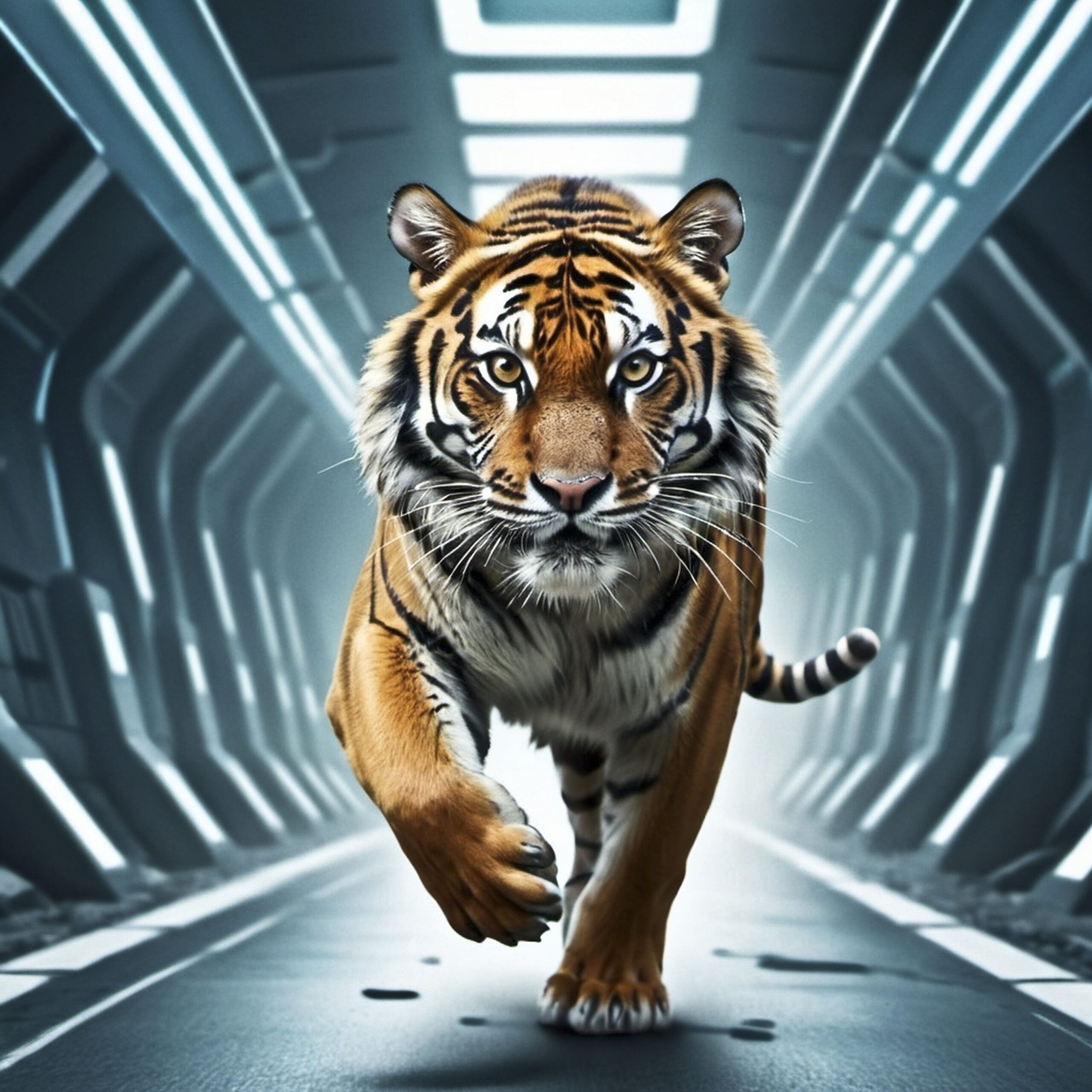 AI Generated Tiger in futuristist Background by UPInk